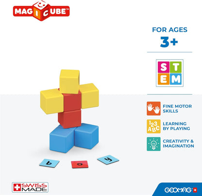 GEOMAG, Magicube Word Building Clips, Magnetic Games Suitable Children From 3 Years Old, Set to Learn English, 79-Pc Pack, White (259)