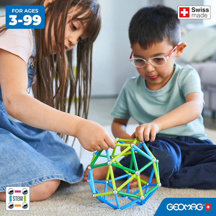 Geomag Classic - 142 Pieces- Magnetic Construction for Children - Green Collection - 100 Percent Recycled Plastic Educational Toys