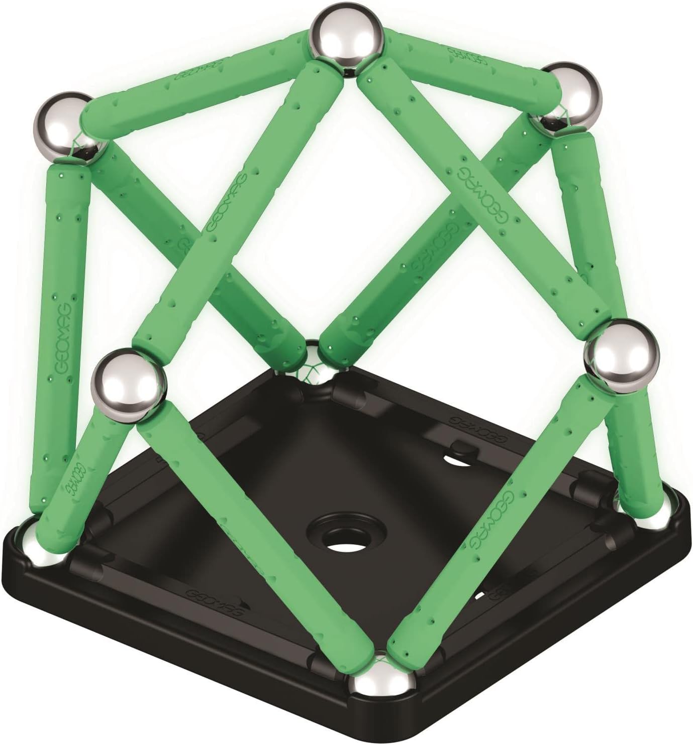 GEOMAG, Glow Recycled, Magnetic Constructions With Glow Effect, Magnetic Bars Glowing in the Dark, 25-Piece Pack, 100% Recycled Plastic