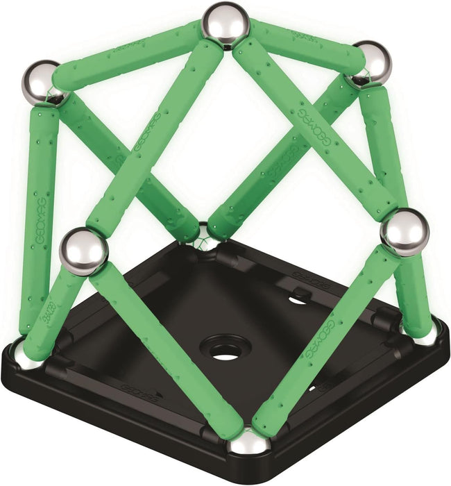 GEOMAG, Glow Recycled, Magnetic Constructions With Glow Effect, Magnetic Bars Glowing in the Dark, 25-Piece Pack, 100% Recycled Plastic