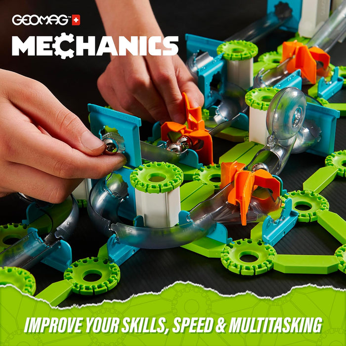 Geomag - Mechanics Challenge Goal - Educational and Creative Game for Children - Magnetic Building Blocks with Metal Spheres, Recycled Plastic - Set of 96 Pieces