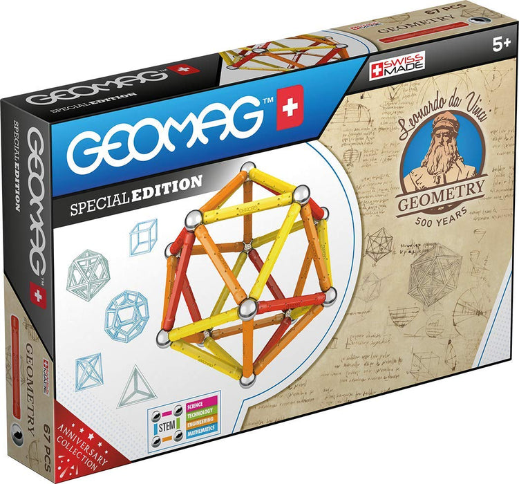 Geomag Special Edition 783 - Leonardo Magnetic Geometry - Magnetic Constructions - Leonardo Da Vinci Machines for Children - 67-Piece Box