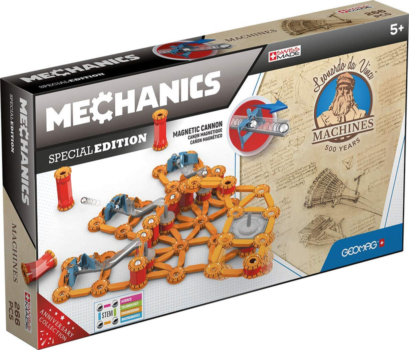 Geomag Special Edition 784 - Leonardo Multiple Cannon - Magnetic Constructions - Leonardo Da Vinci Machines for Children - 266-Piece Box
