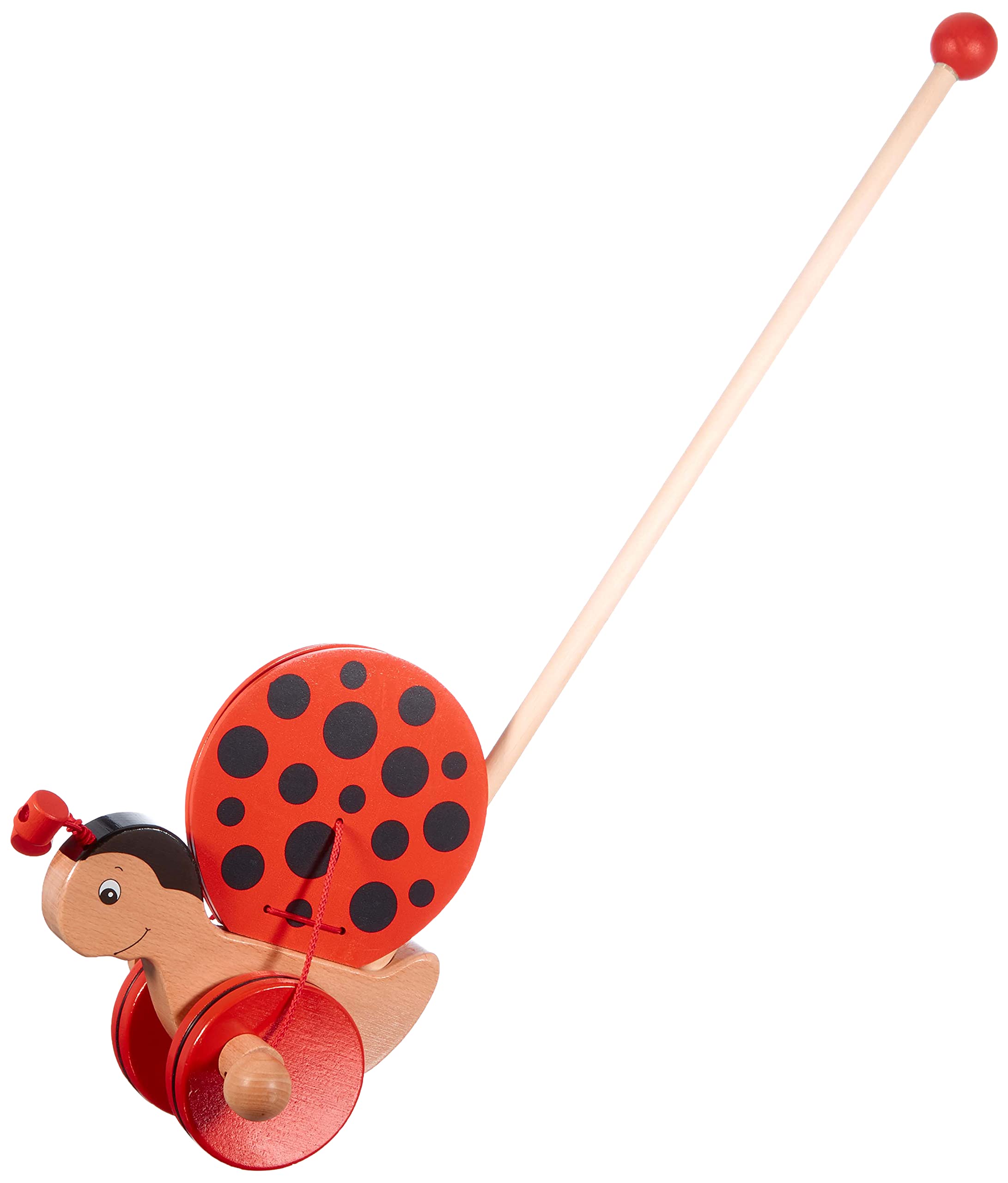 Goki- Mariquita Florah J Juguete de Madera Para Empujar, Color rojo (54950