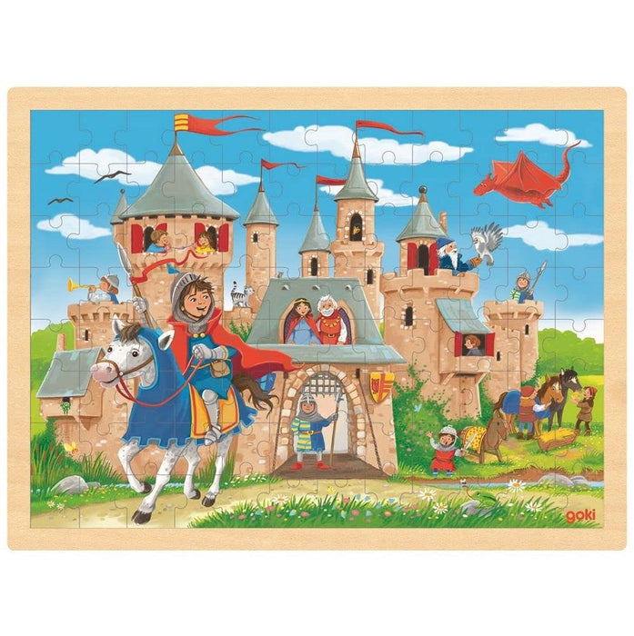 goki 57335 Puzzle Knight's Castle 96 Robust Wooden Pieces Colourful Design with Detailed Ritteburg Motif