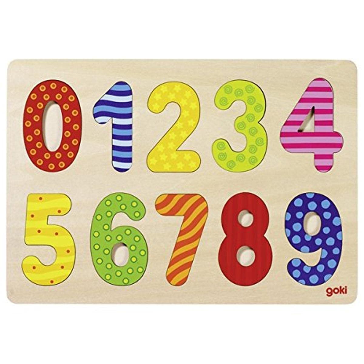 GOKI maderaPuzzles de maderaGOKINúmeros puzzle 0-9, multicolor (1