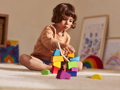 Goki Evolution Building Bricks and Blocks Creo, Traditional Wooden Toys for Infants and Children