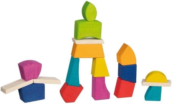 Goki Evolution Building Bricks and Blocks Creo, Traditional Wooden Toys for Infants and Children