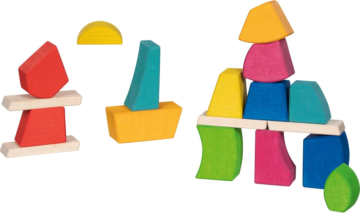 Goki Evolution Building Bricks and Blocks Creo, Traditional Wooden Toys for Infants and Children
