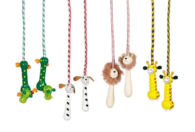 Toys pure Springseil Tiere mit Holzgriffen als Tiermotive (verschiedene Ausführungen