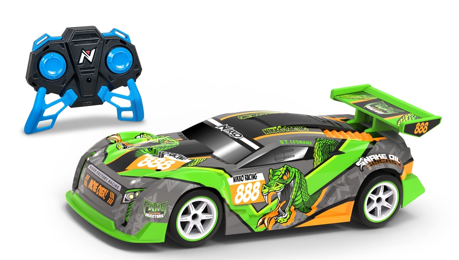 Nikko 10132 Racing Series Fang Racing, Remote Controlled Racing Car, RC Vehicle up to 14 km/h, Powerful Motor & Cool Design with Rear Spoiler, Children from 6 Years and Adults, Approx. 28 cm