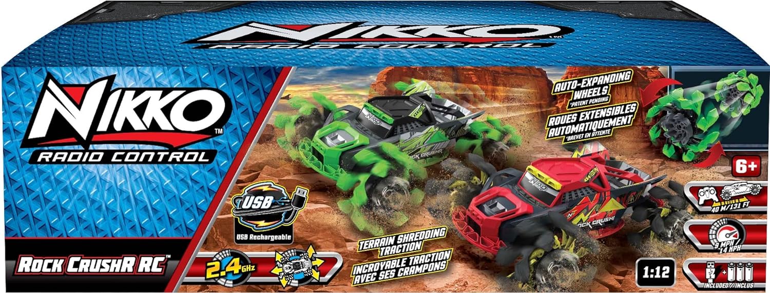 Nikko RC 10211 Rock CrushR, Remote Controlled RC Car, Offroad Vehicle up to 14 km/h, Automatic Extending Wheels, Extra Grip, 100 m Range, 2.4 GHz, Children from 6 Years and Adults, Approx. 33 cm
