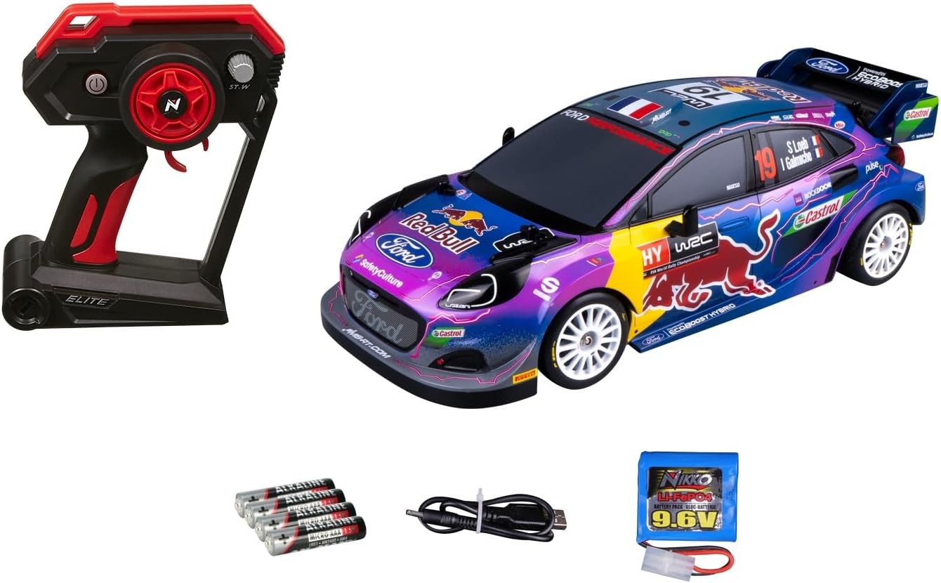 Nikko 10410 1:14 Red Bull Ford Puma Elite Race Cars, Purple, Blue, Multi, D: 15.24, W: 54.61, H: 33.02