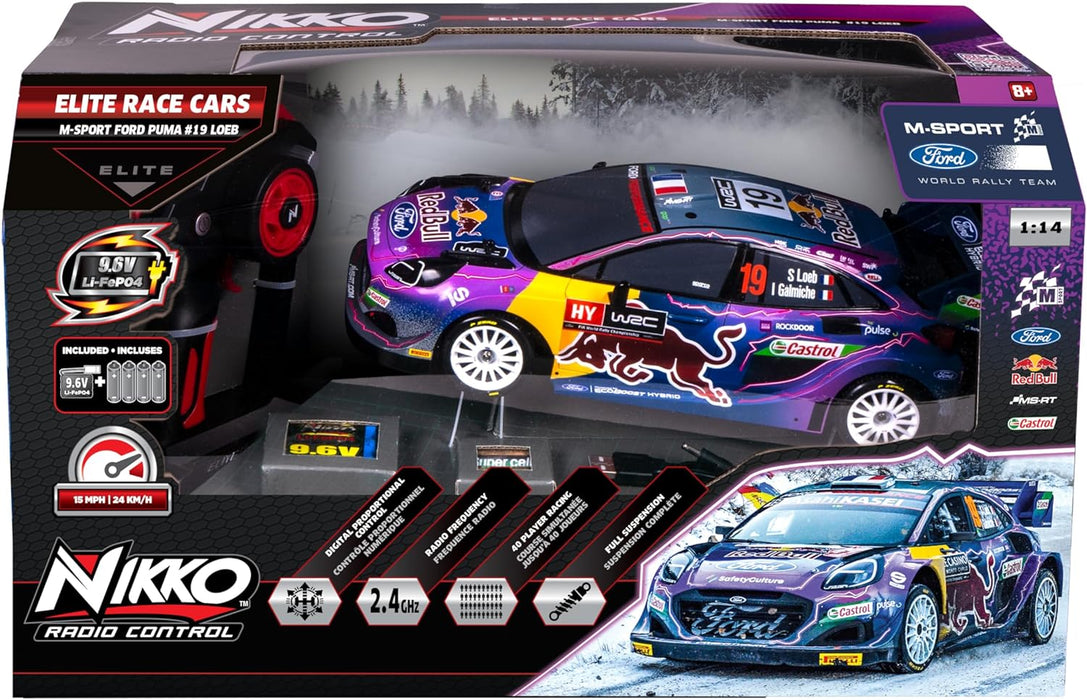 Nikko 10410 1:14 Red Bull Ford Puma Elite Race Cars, Purple, Blue, Multi, D: 15.24, W: 54.61, H: 33.02