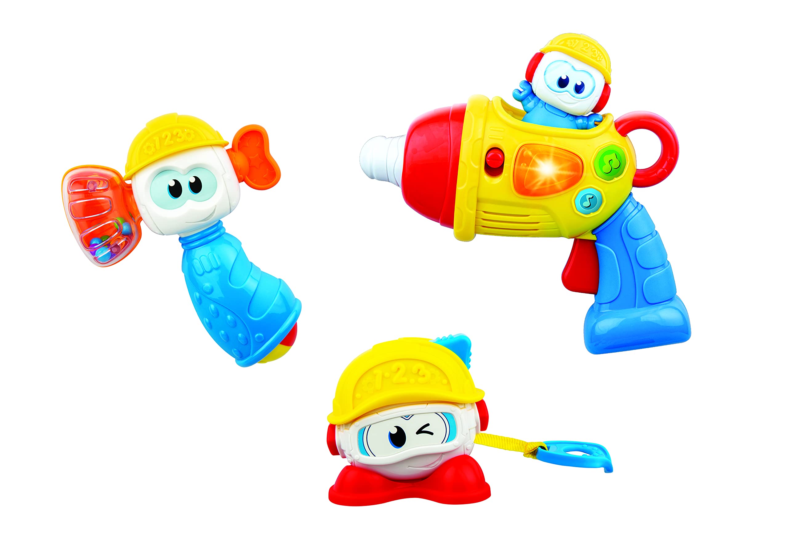Winfun Little Builder Tool Set |Interactive Tape Measure, Hammer And Drill With Lights And Sound Effects | Suitable For Boys And Girls Ages 6 Months And Up