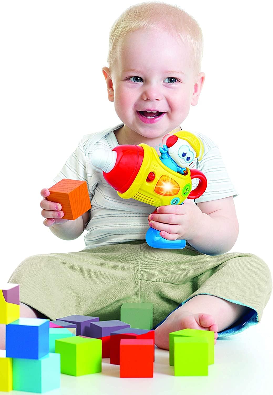 Winfun Little Builder Tool Set |Interactive Tape Measure, Hammer And Drill With Lights And Sound Effects | Suitable For Boys And Girls Ages 6 Months And Up