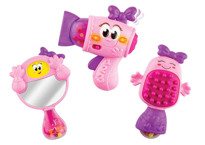 Winfun Fashion Tot Beauty Gift Set |Interactive Hairbrush, Mirror And Hair Dryer With Lights And Sound Effects | Suitable For Boys And Girls Ages 6 Months And Up