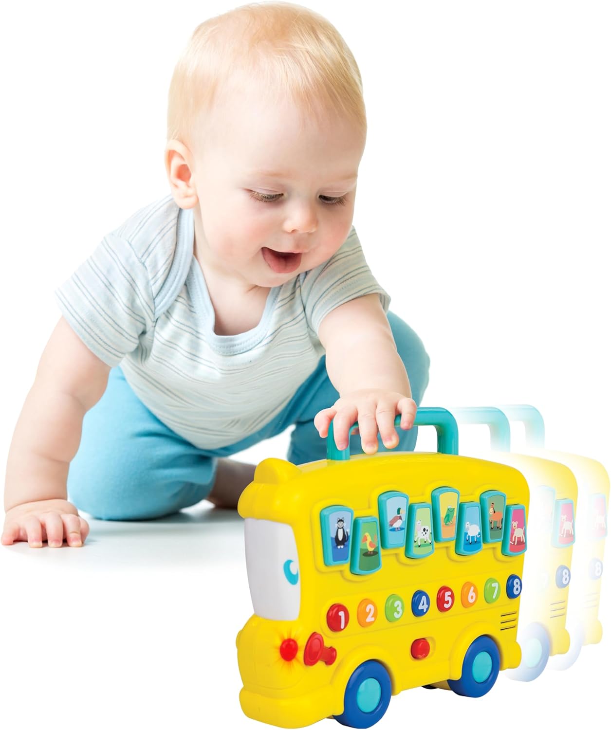 winfun Animal Sounds Bus | Musical Pull Along Bus With Interactive Animal Sound Effect Buttons | Suitable For Boys And Girls Ages 6 Months And Up Multicolor 000676