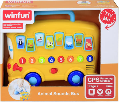 winfun Animal Sounds Bus | Musical Pull Along Bus With Interactive Animal Sound Effect Buttons | Suitable For Boys And Girls Ages 6 Months And Up Multicolor 000676