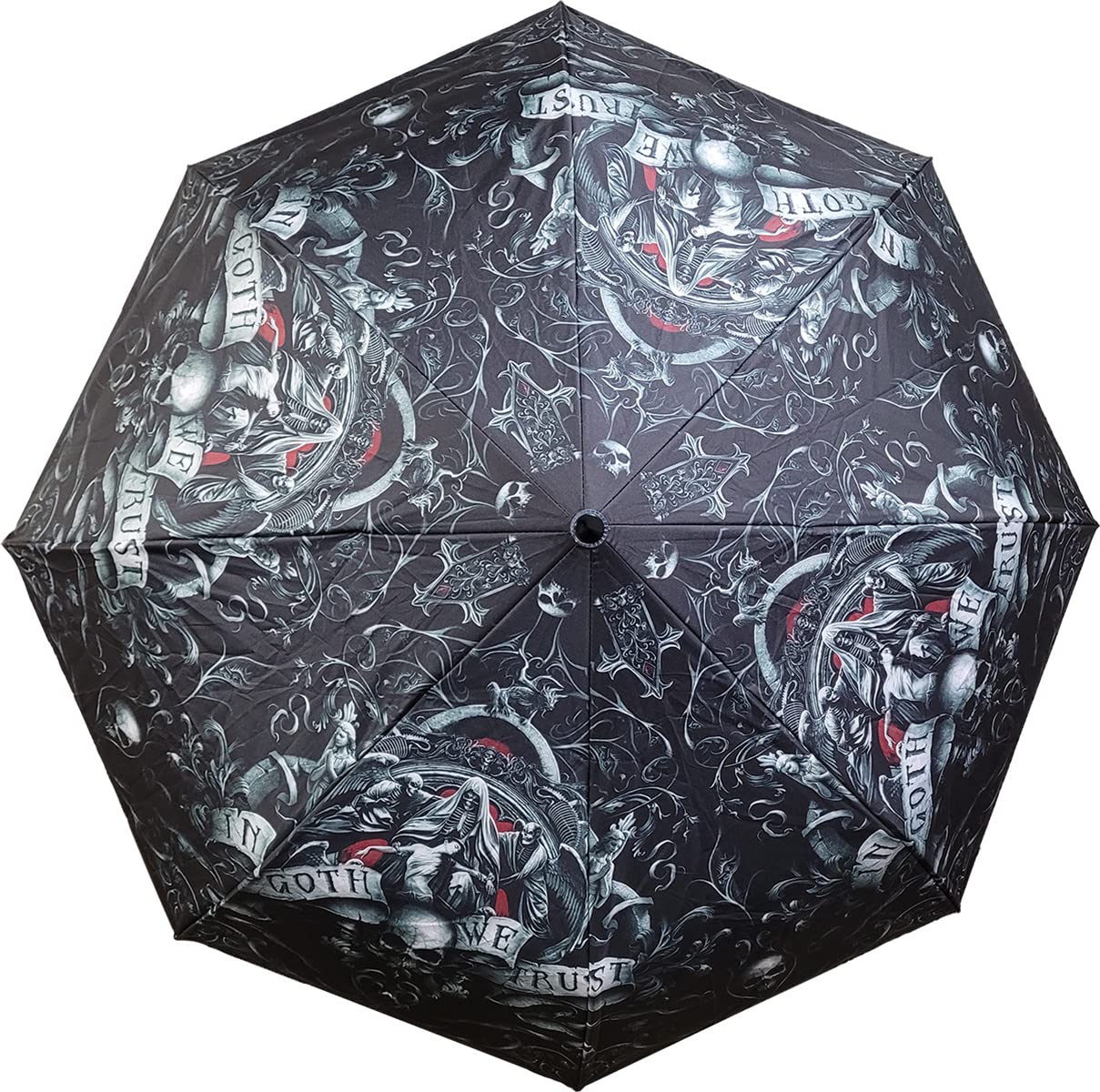 Spiral - In Goth We Trust - Compact Travel Umbrella with Auto Open & Close - L