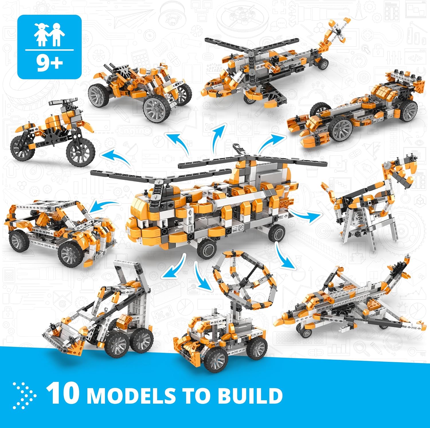 Inventor Motorized Double-Blade Helicopter W 10 Models