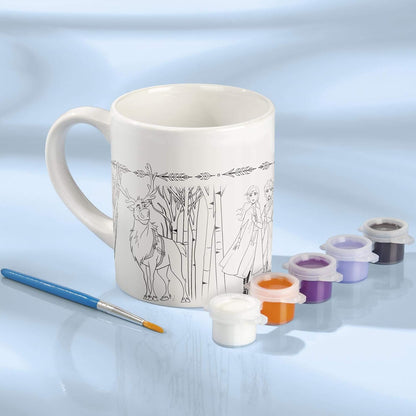 Frozen II Disney Paint Your Own Mug-Colouring Motifs, 6 Brushes, Gift for Boys and Girls Ages 5+