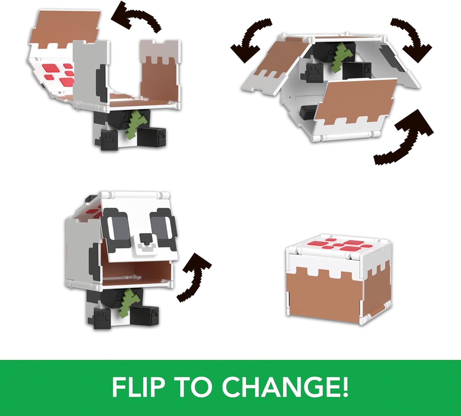 Mattel Minecraft Flippin’ Figs Figures Collection with 2-in-1 Fidget Play, 3.75-in Scale, Large Heads & Pixelated Design (Characters May Vary), HTL48