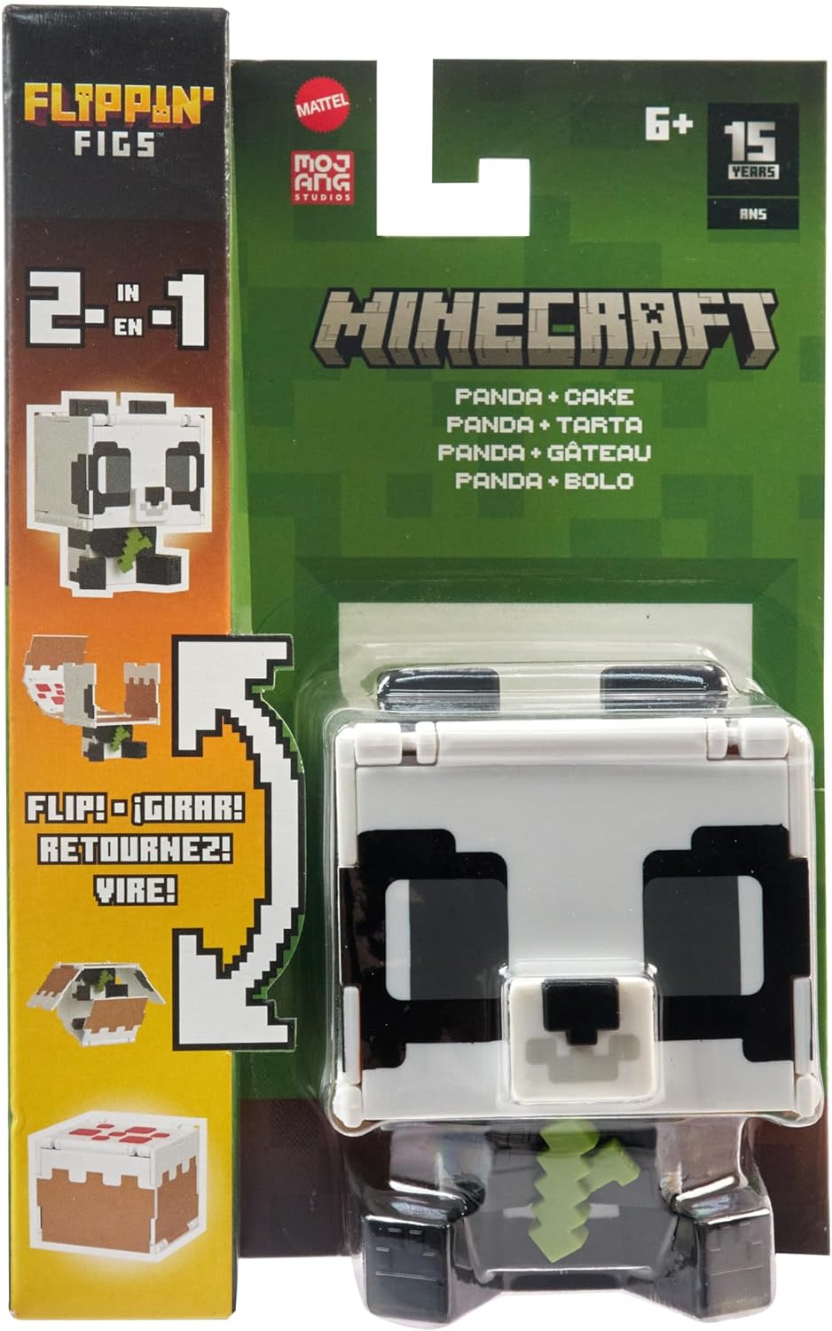 Mattel Minecraft Flippin’ Figs Figures Collection with 2-in-1 Fidget Play, 3.75-in Scale, Large Heads & Pixelated Design (Characters May Vary), HTL48