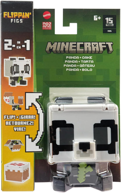 Mattel Minecraft Flippin’ Figs Figures Collection with 2-in-1 Fidget Play, 3.75-in Scale, Large Heads & Pixelated Design (Characters May Vary), HTL48