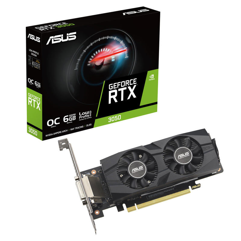 ASUS GeForce RTX 3050 LP BRK OC Edition 6GB GDDR6 Gaming Graphics Card (Nvidia RTX3050, PCIe 4.0, 1x DVI-D, 1x HDMI 2.1, 1x DisplayPort 1.4a, RTX3050-O6G-LP-BRK