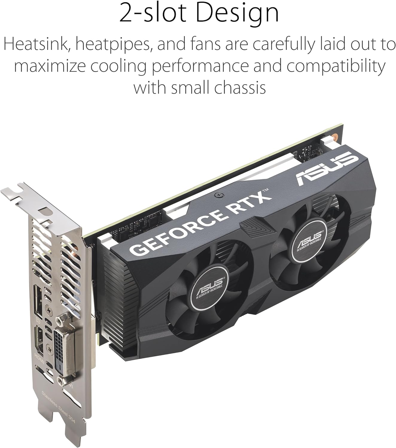 ASUS GeForce RTX 3050 LP BRK OC Edition 6GB GDDR6 Gaming Graphics Card (Nvidia RTX3050, PCIe 4.0, 1x DVI-D, 1x HDMI 2.1, 1x DisplayPort 1.4a, RTX3050-O6G-LP-BRK