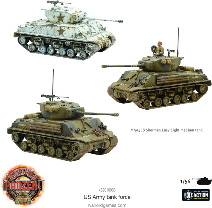 Warlord Games US Army Tank Force - 1:56 / 28mm Plastic Scale Model Tanks For Achtung Panzer Highly Detailed World War 2 Miniatures for Table-top Wargaming