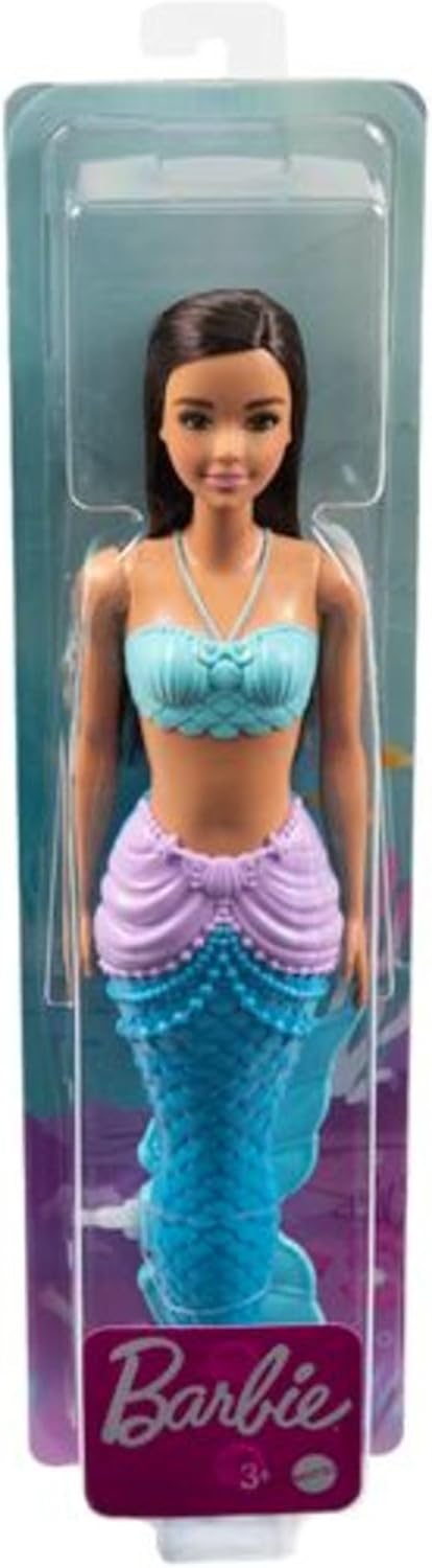 Barbie Fantasía Muñeca Sirena Aleta Azul con Lila