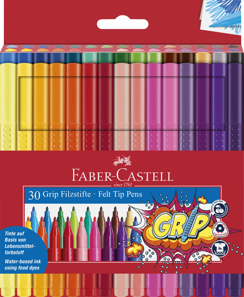 Faber-Castell Grip Colour Felt Tip Pens - Set of 30