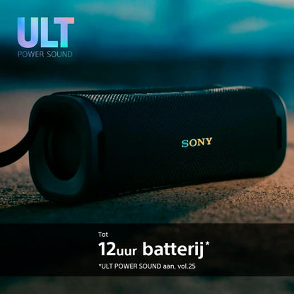 Sony ULT FIELD 1 - Draadloze Bluetooth speaker met ULT POWER SOUND, Ultieme diepe bas, IP67, Waterdicht, Stofdicht, Schokbestendig, Batterij voor 12 uur, Heldere gesprekskwaliteit - Zwart