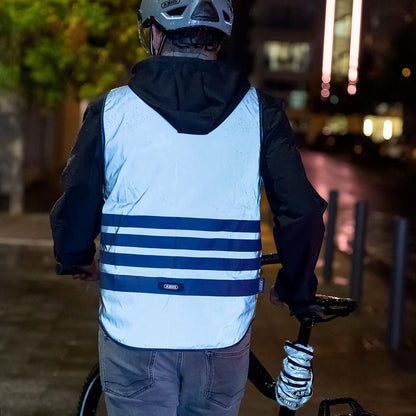 ABUS Warnweste Lumino Urban Vest - voll reflektierende Sicherheitsweste für bessere Sichtbarkeit bei Nacht - für Erwachsene - mit Reißverschluss