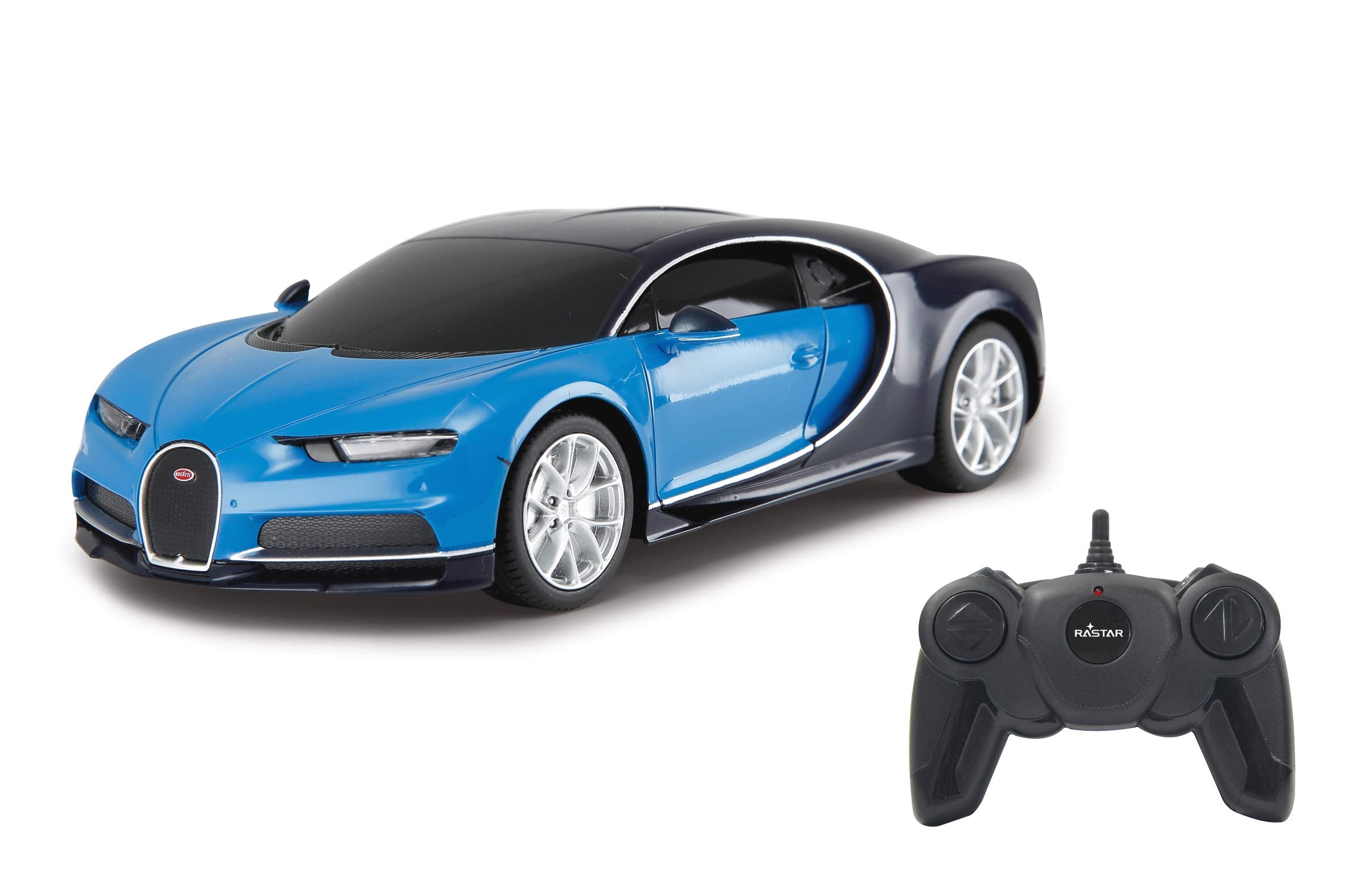 Jamara Bugatti 405137 Chiron 1:24 Blue 40 MHz – RC car, Officially Licensed, up to 1hr Drive time, Approx. 7 kph, True to The Original, Detailed Interior, high end Finish