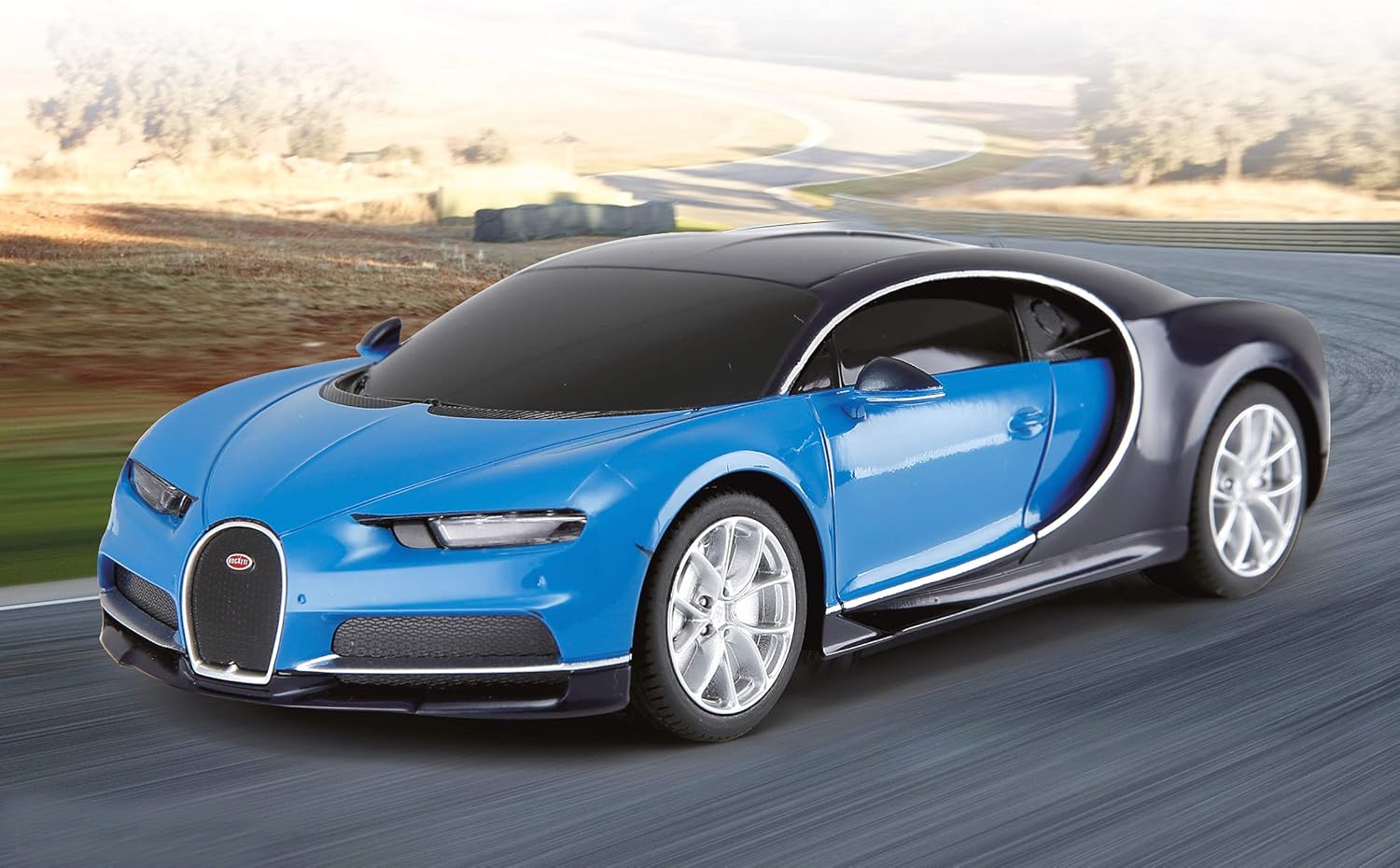 Jamara Bugatti 405137 Chiron 1:24 Blue 40 MHz – RC car, Officially Licensed, up to 1hr Drive time, Approx. 7 kph, True to The Original, Detailed Interior, high end Finish
