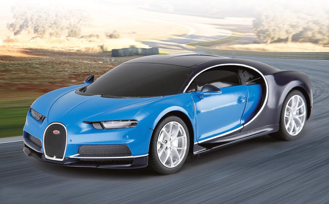 Jamara Bugatti 405137 Chiron 1:24 Blue 40 MHz – RC car, Officially Licensed, up to 1hr Drive time, Approx. 7 kph, True to The Original, Detailed Interior, high end Finish