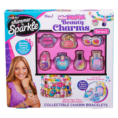 Shimmer & Sparkle 65608 Shimmer N Sparkle Mini Mania Make Your own collectable Charm Bracelets Includes Over 1000 Multicoloured Beads in Beauty Themed Container