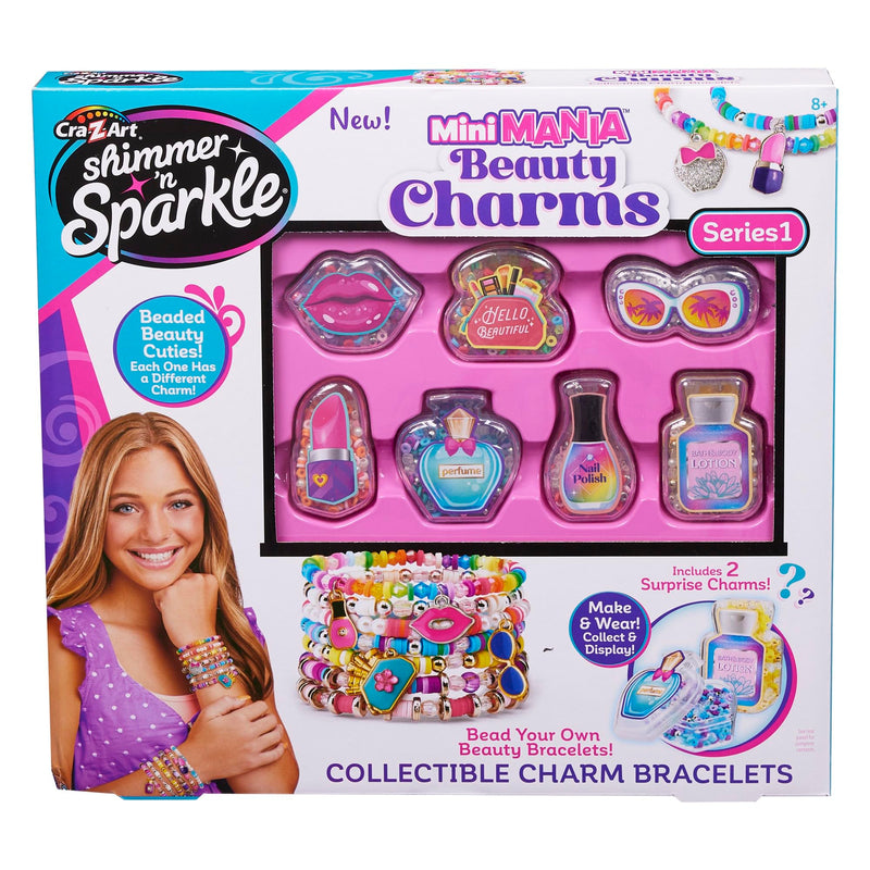 Shimmer & Sparkle 65608 Shimmer N Sparkle Mini Mania Make Your own collectable Charm Bracelets Includes Over 1000 Multicoloured Beads in Beauty Themed Container
