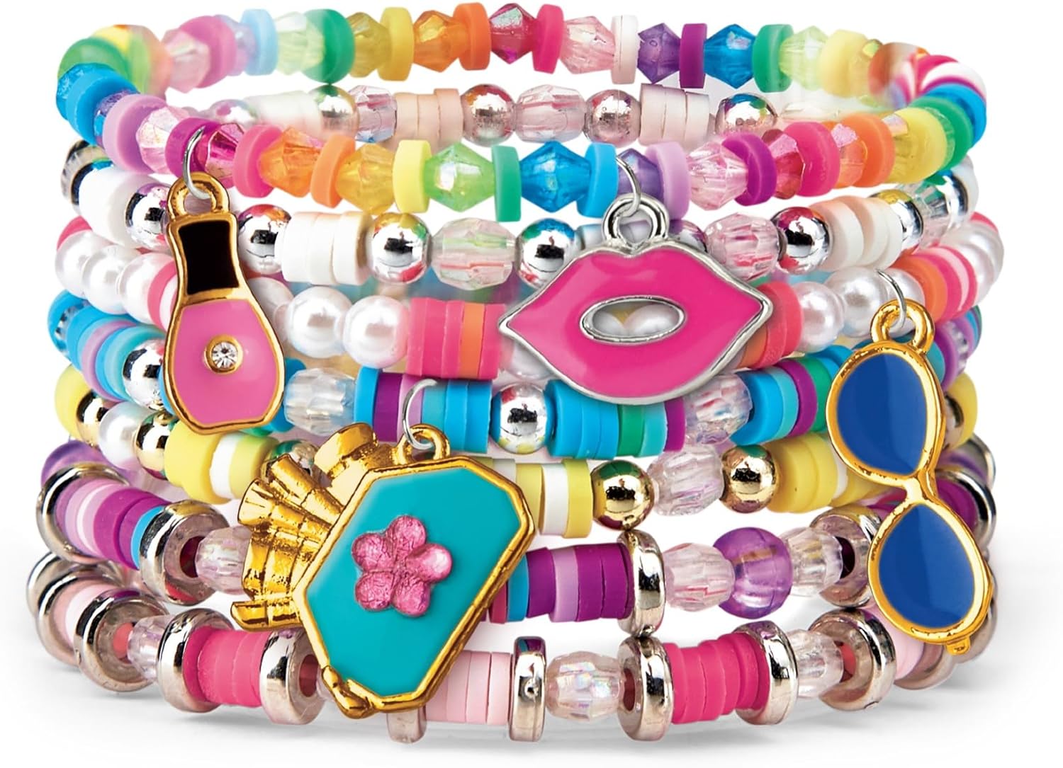 Shimmer & Sparkle 65608 Shimmer N Sparkle Mini Mania Make Your own collectable Charm Bracelets Includes Over 1000 Multicoloured Beads in Beauty Themed Container