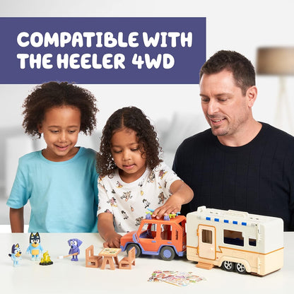 Bluey Ultimate Caravan Adventures - Caravan Playset and Three 2.5-3" Figures & 4WD Family Vehicle with 2 Surfboards Caravan Playset, Three Figures, & 4WD Vehicle Bundle