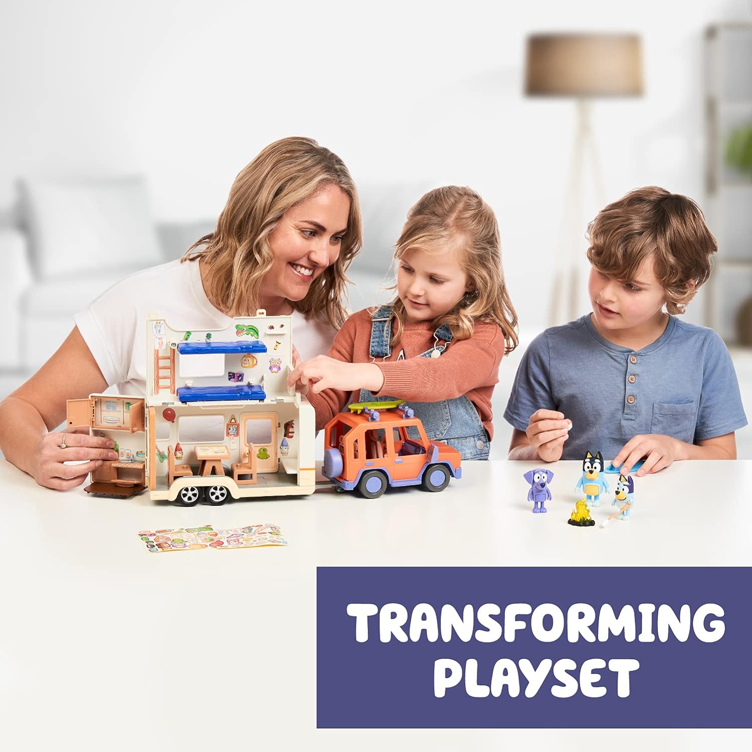 Bluey Ultimate Caravan Adventures - Caravan Playset and Three 2.5-3" Figures & 4WD Family Vehicle with 2 Surfboards Caravan Playset, Three Figures, & 4WD Vehicle Bundle
