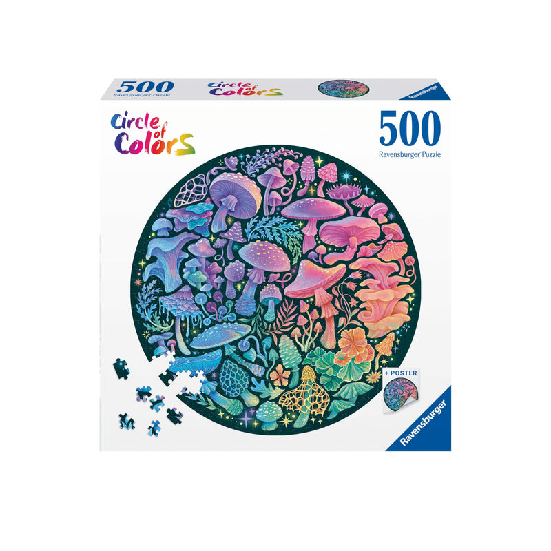 Ravensburger Puzzle 12000822 - Circle of Colors, Mushrooms - 500 Teile Puzzle für Erwachsene und Kinder ab 12 Jahren, Rundes Puzzle