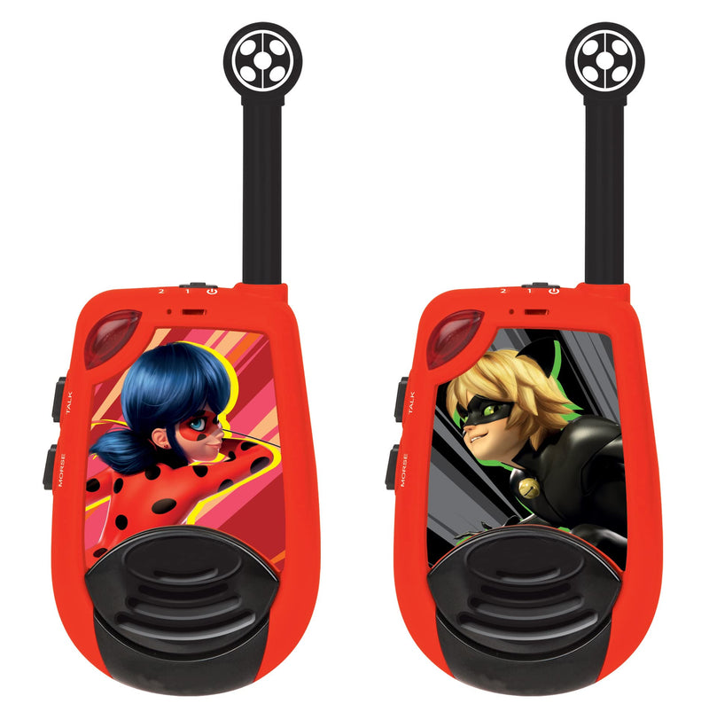 Lexibook, Miraculous Ladybug Cat Noir, Walkie-talkies 2km, Licht-Morse functie, Riemclip, 2 mogelijke kanaalcombinaties, voor Kinderen, Batterij, Rood, TW25MI