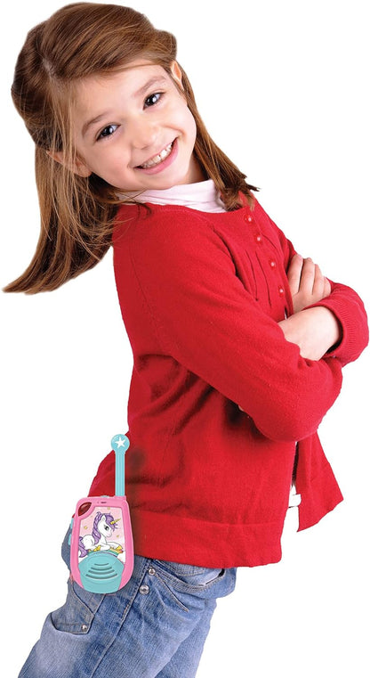 Lexibook, Unicorn, Digital Walkie-Talkies for Children, 2 km Transmission Range, Morse Light Function, Belt Clip for Transport, Battery operated, Pink, TW25UNI