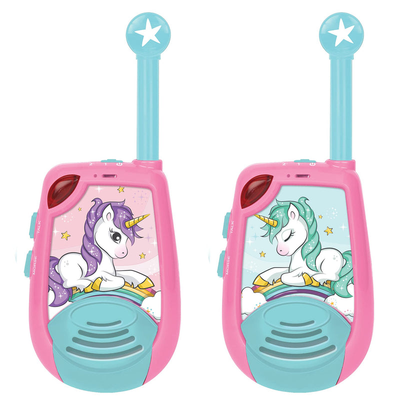 Lexibook, Unicorn, Digital Walkie-Talkies for Children, 2 km Transmission Range, Morse Light Function, Belt Clip for Transport, Battery operated, Pink, TW25UNI