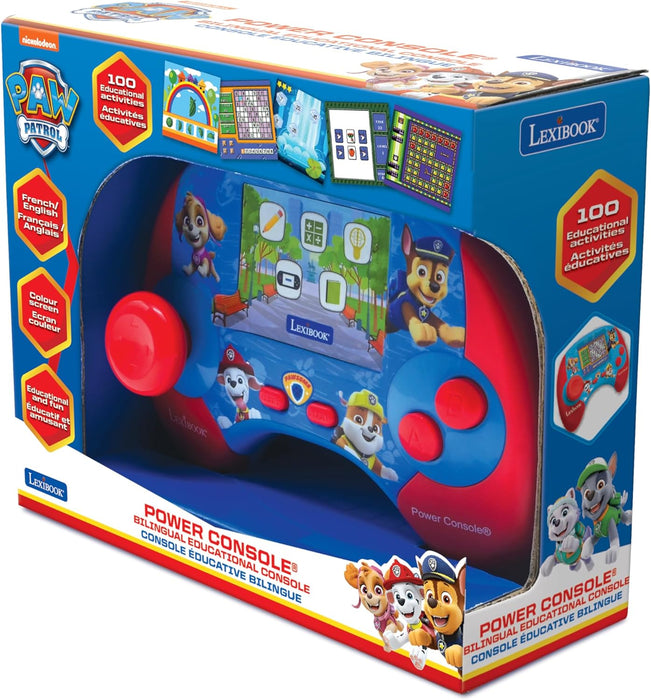 Lexibook, Paw Patrol, Power Console®, Bilingual educational game console with 100 activities, English/French, Blue/red, JCG100PAi1