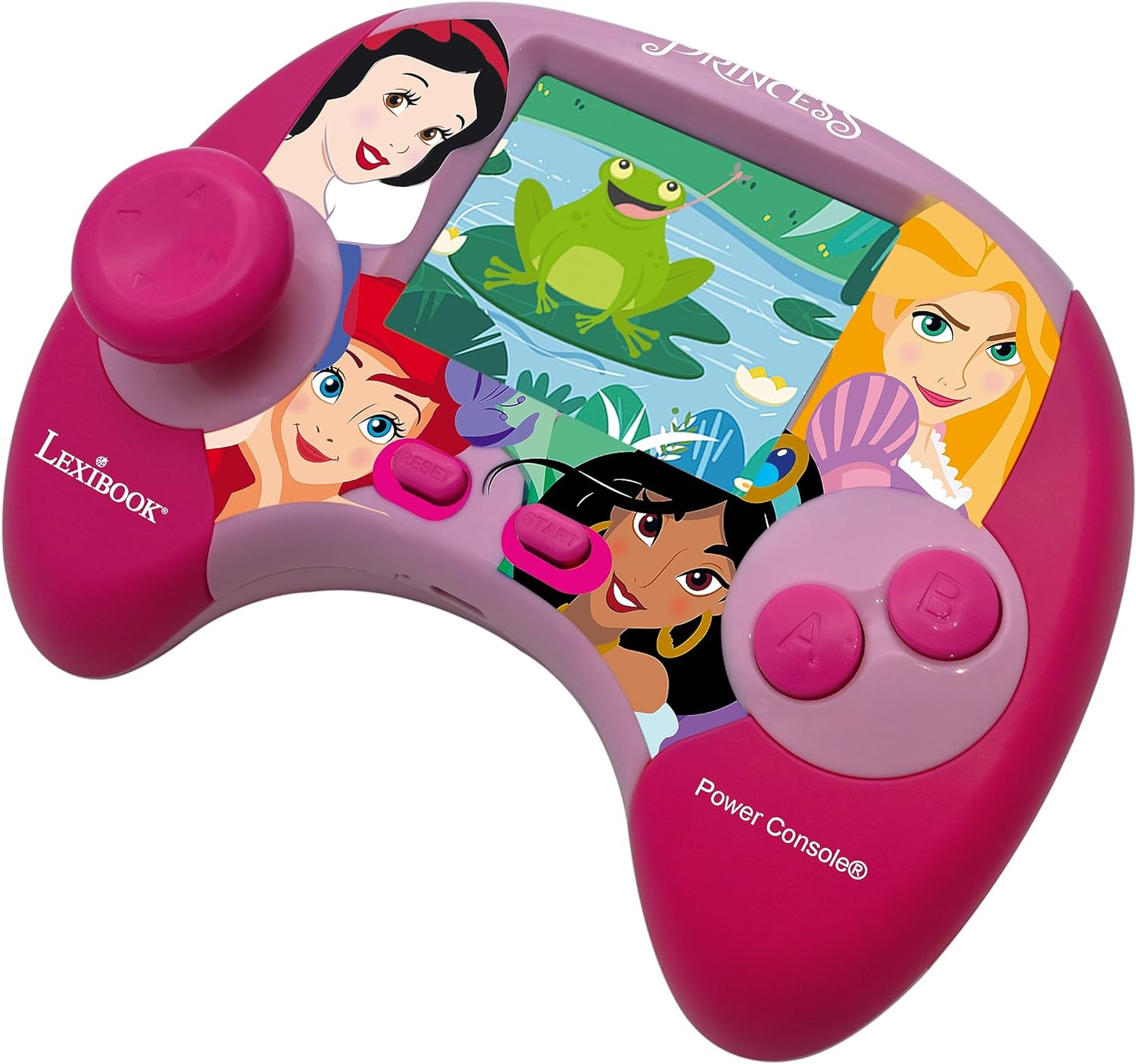 Lexibook, Disney Princess, Power Console®, Bilingual educational game console with 100 activities, French/English, Pink, JCG100DPi1